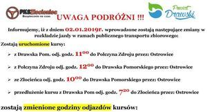 UWAGA PODRÓŻNI- zmiany w rozkładzie jazdy