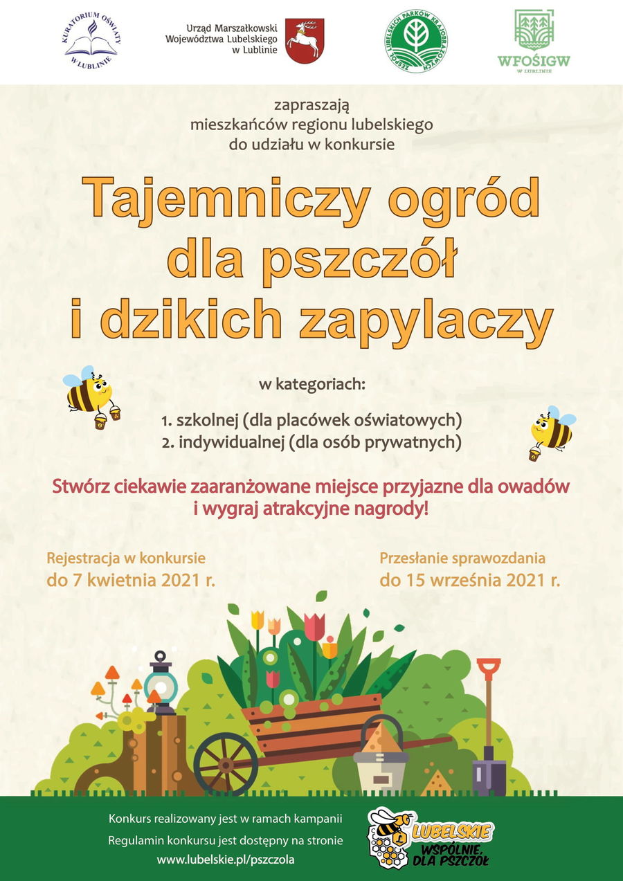 Plakat z informacjami: Urząd Marszałkowski Województwa Lubelskiego w Lublinie
