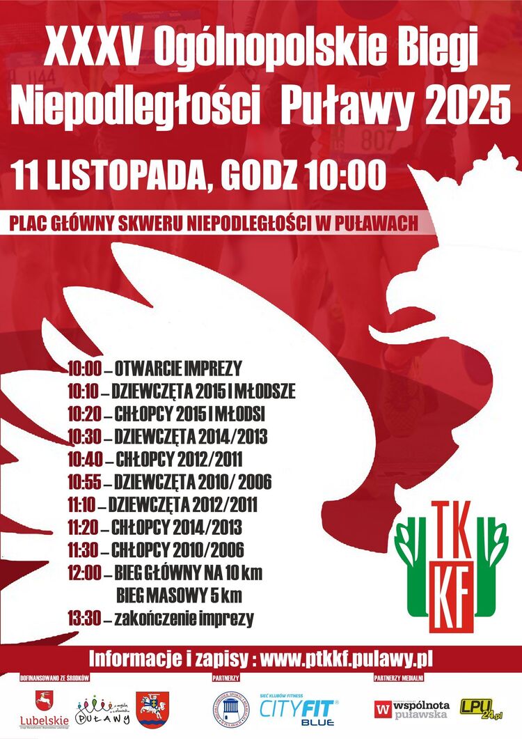 Wspólnie z PTKKF zapraszamy na Biegi Niepodległości w Puławach!