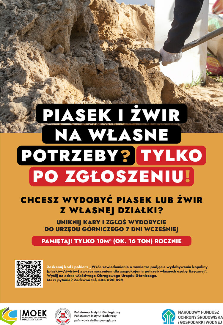 Piasek i żwir na własne potrzeby? Tylko po zgłoszeniu! Państwowy Instytut Geologiczny – Państwowy Instytut Badawczy przypomina: wydobycie kopalin, takich jak piasek i żwir, w Polsce podlega przepisom prawa.