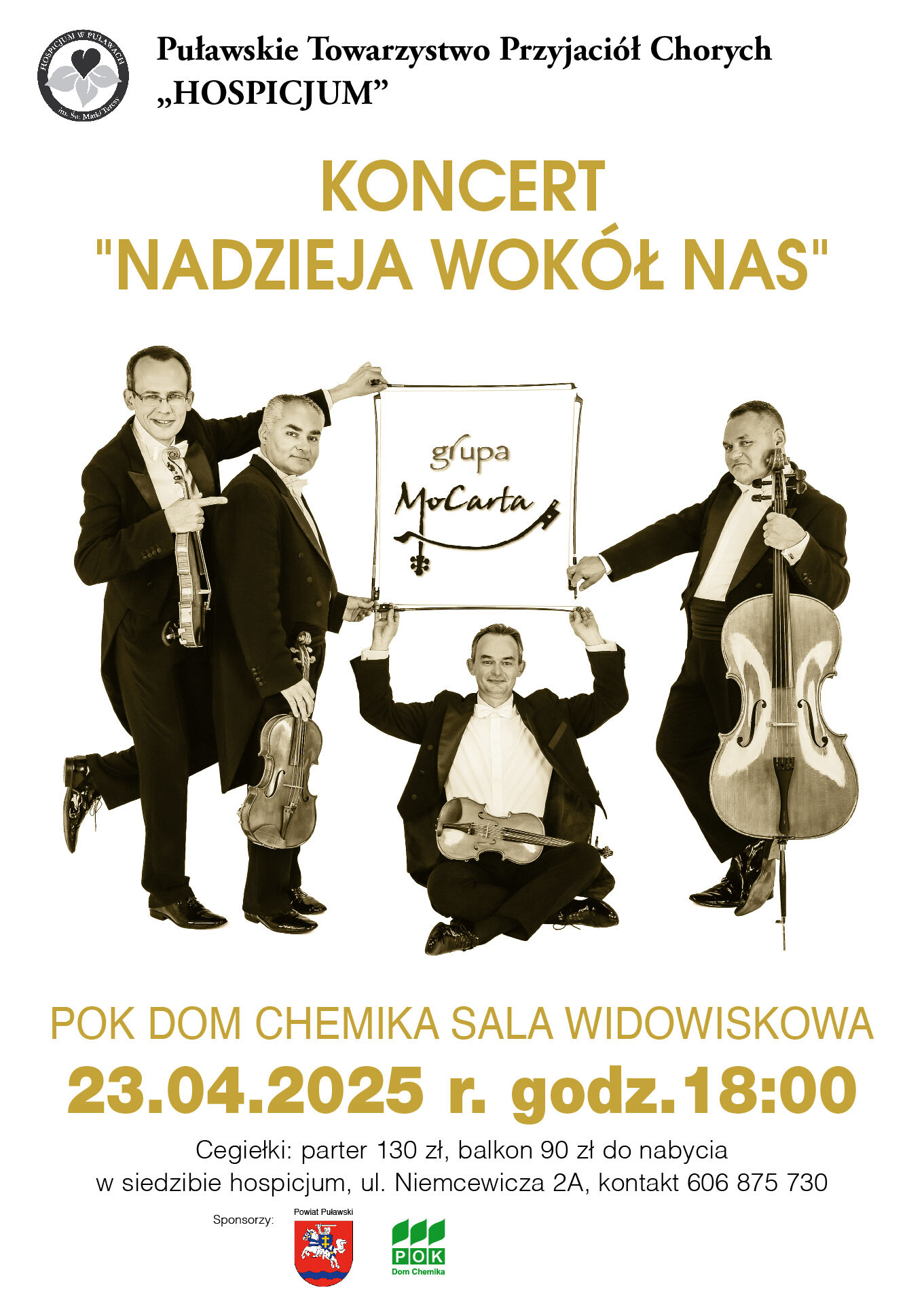 Koncert nadzieja wokół nas. 23 kwietnai 2025 r. godz. 18:00 POK Dom Chemika w Puławach