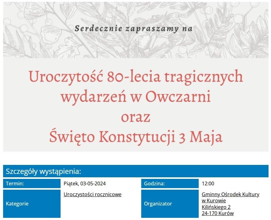 Uroczystości patriotyczne z okazji Święta Narodowego 3 Maja Kurów