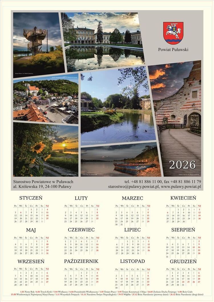 Kalendarz Powiatu Puławskiego na 2026 rok