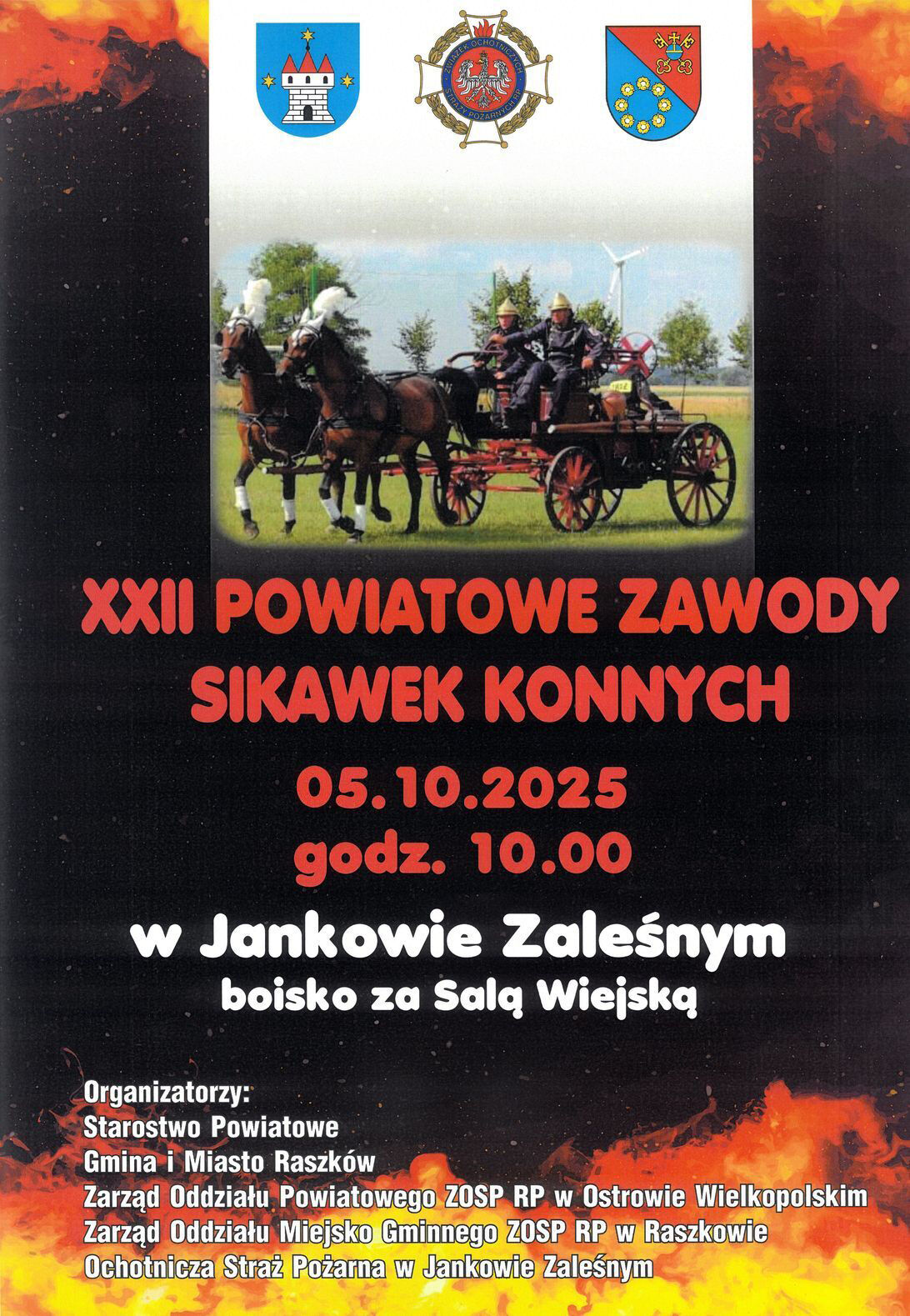 Plakat dotyczący imprezy XXII Powiatowych Zawodów Sikawek Konnych