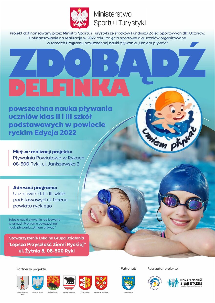 Plakat informacyjny o akcji Umiem Pływać