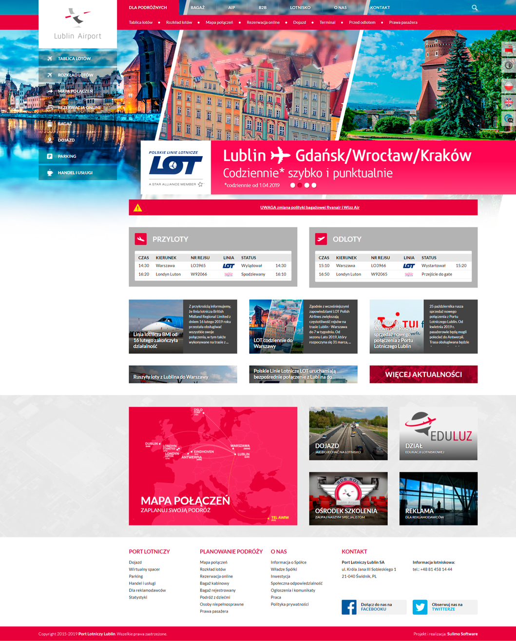 Strona internetowa Portu Lotniczego Lublin