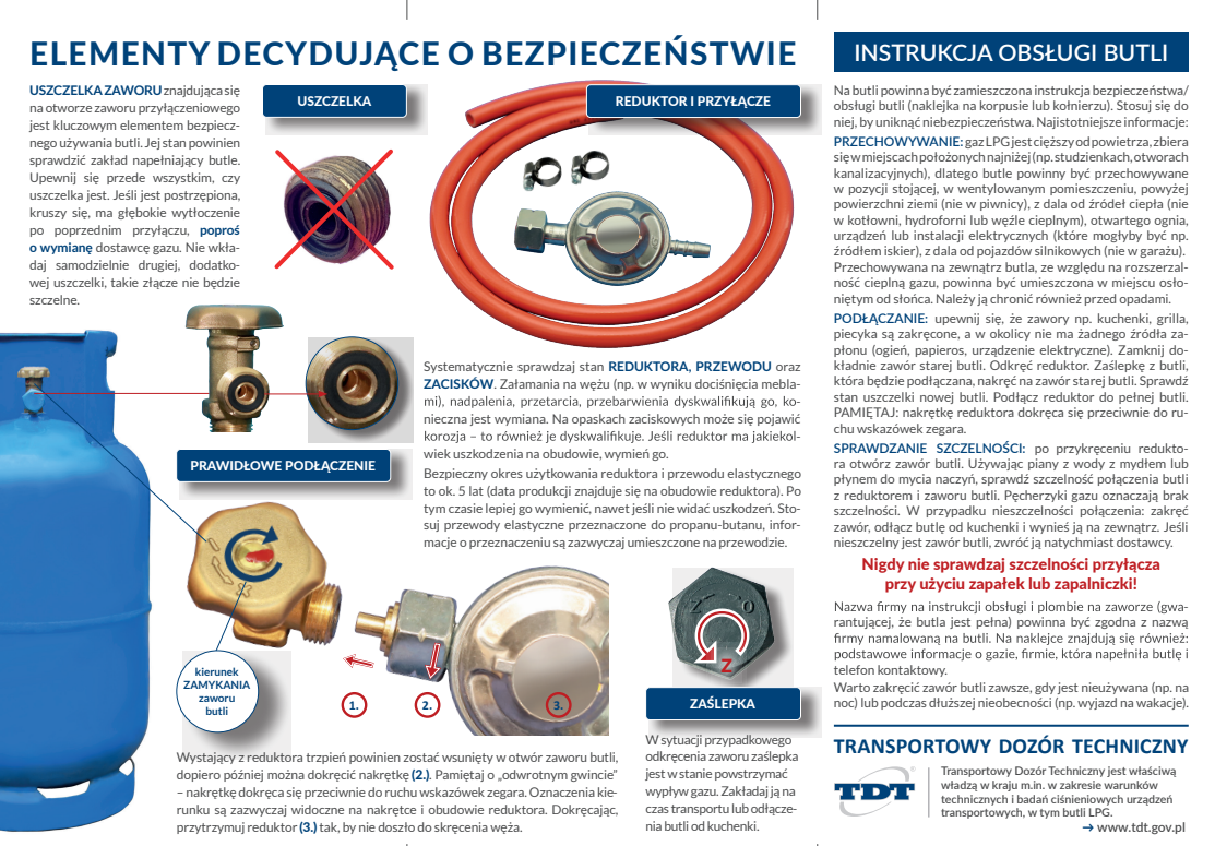 2 część ulotki o bezpiecznym korzystaniu z butli gazowej