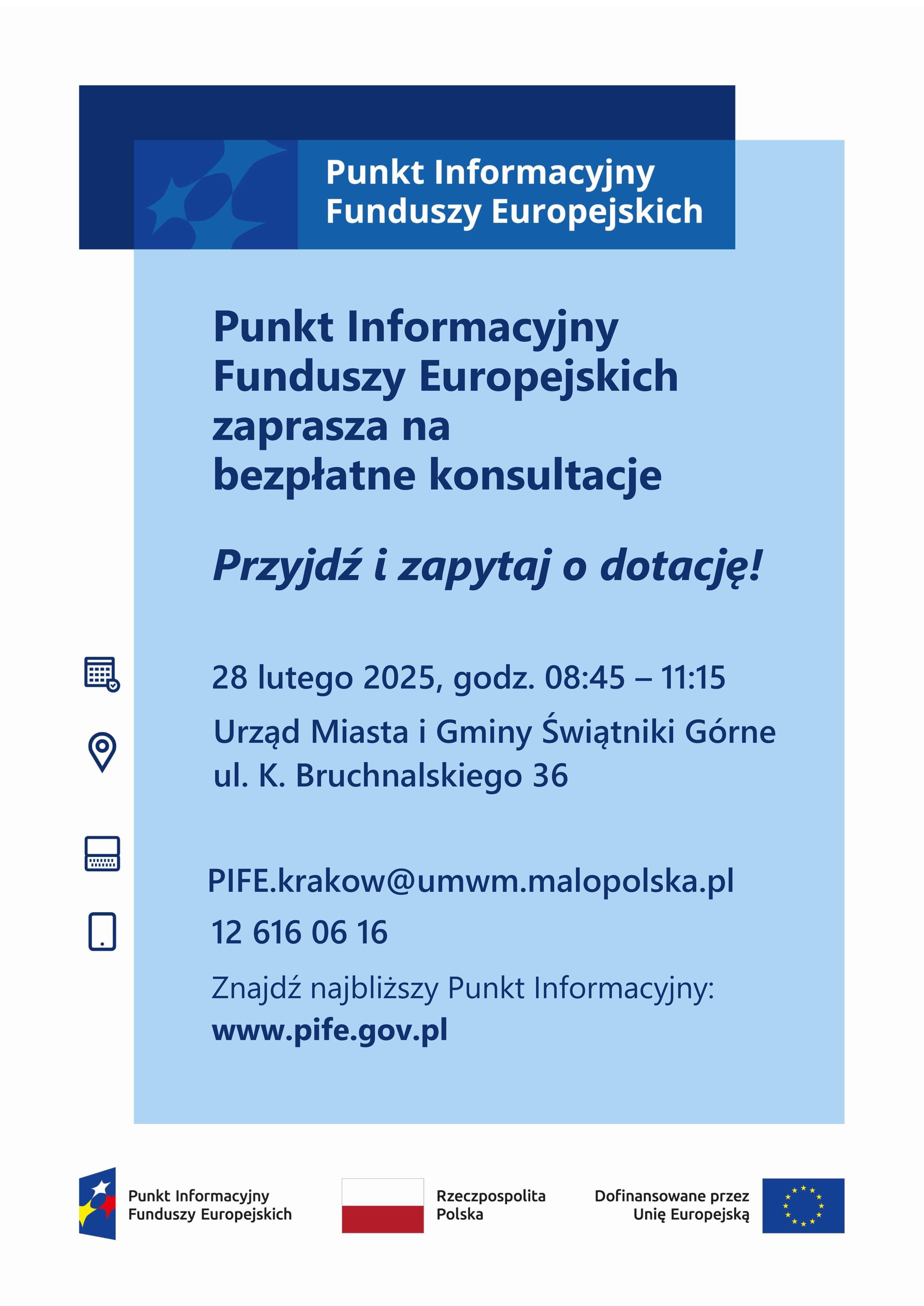 Plakat dotyczący Mobilnego Punktu Funduszy Europejskich