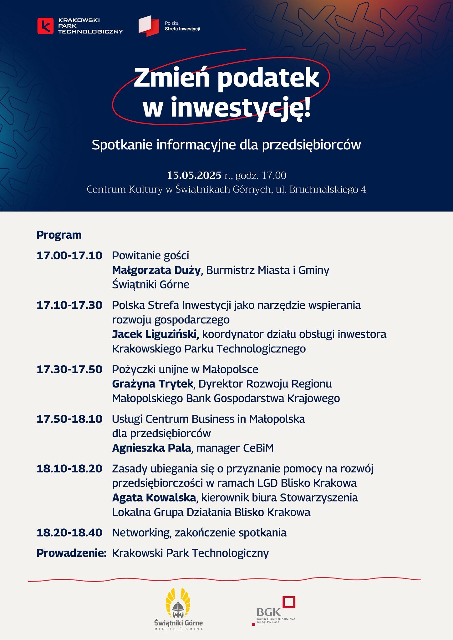 Agenda spotkania z przedsiębiorcami
