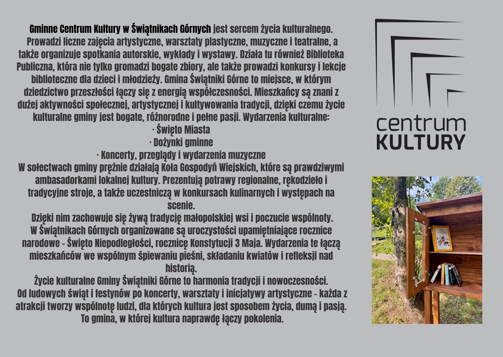 Opis działalności Centrum Kultury