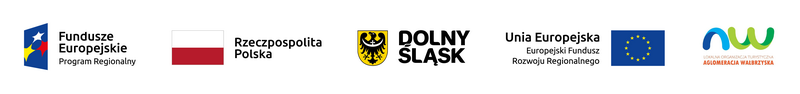 Logotypy dofinansowania
DOLNY Śląsk Fundusze Unia Europejska Europejskie Rzeczpospolita Polska Europejski Fundusz Rozwoju Regionalnego Program Regionalny Aglomeracja Wałbrzyska