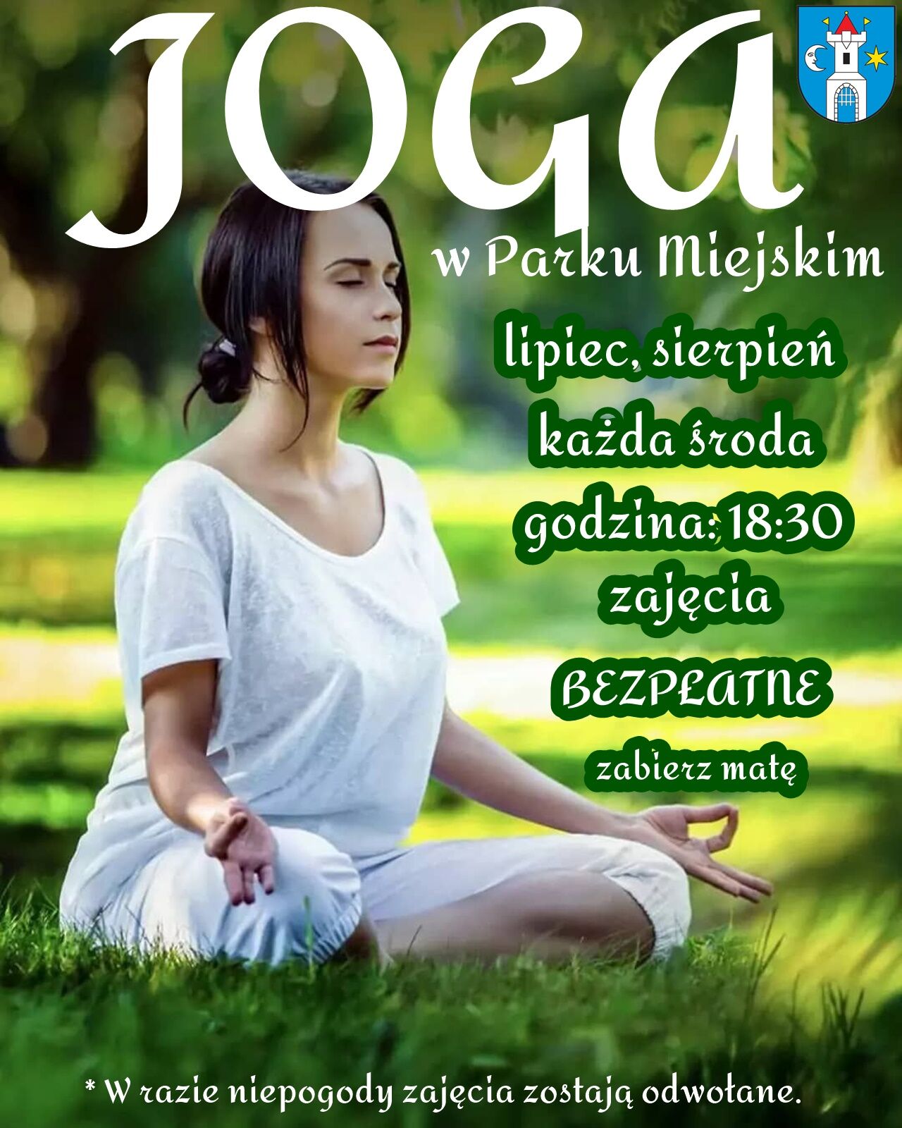 Joga w  Parku Miejskim, każda środa lipca i sierpnia, godz. 18:30, wstęp bezpłatny 