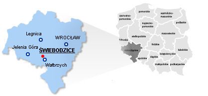 Ustytuowanie administracyjne Świebodzic na Mapie polski