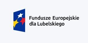 Logo "Fundusze Europejskie dla Lubelskiego" z żółtą gwiazdą, niebieskim trójkątem i czerwonym kwadratem obok tekstu.