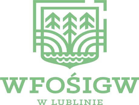 Logo przedstawia stylizowane drzewo i fale w okrągłej tarczy, symbolizujące ochronę środowiska. Pod tarczą widnieje napis "WFOŚiGW w Lublinie" w zielonym kolorze.