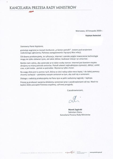 pismo Ministerstwo Cyfryzacji